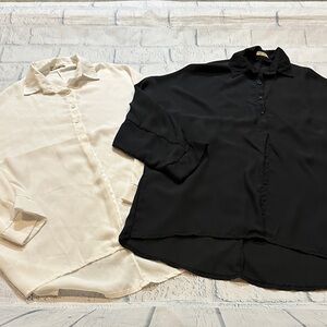 Women's Black Button-Down Blouse